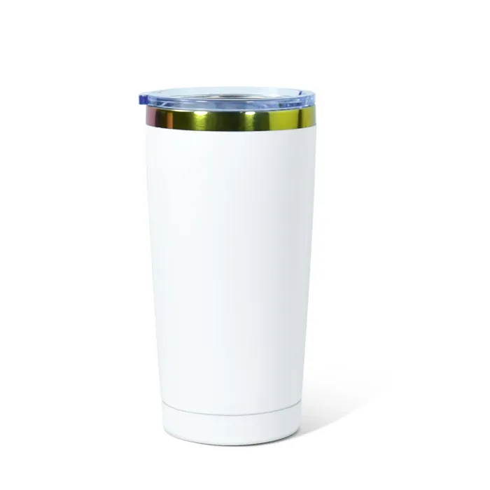 Tumbler 20oz / 600ml effet arc en ciel (forme V) (Blanc)